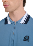 Long Sleeve Colour Block Zip Polo Shirt - Teal