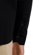 Button-Through Piqué Polo Shirt - Black
