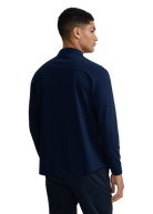Button-Through Piqué Polo Shirt - Navy