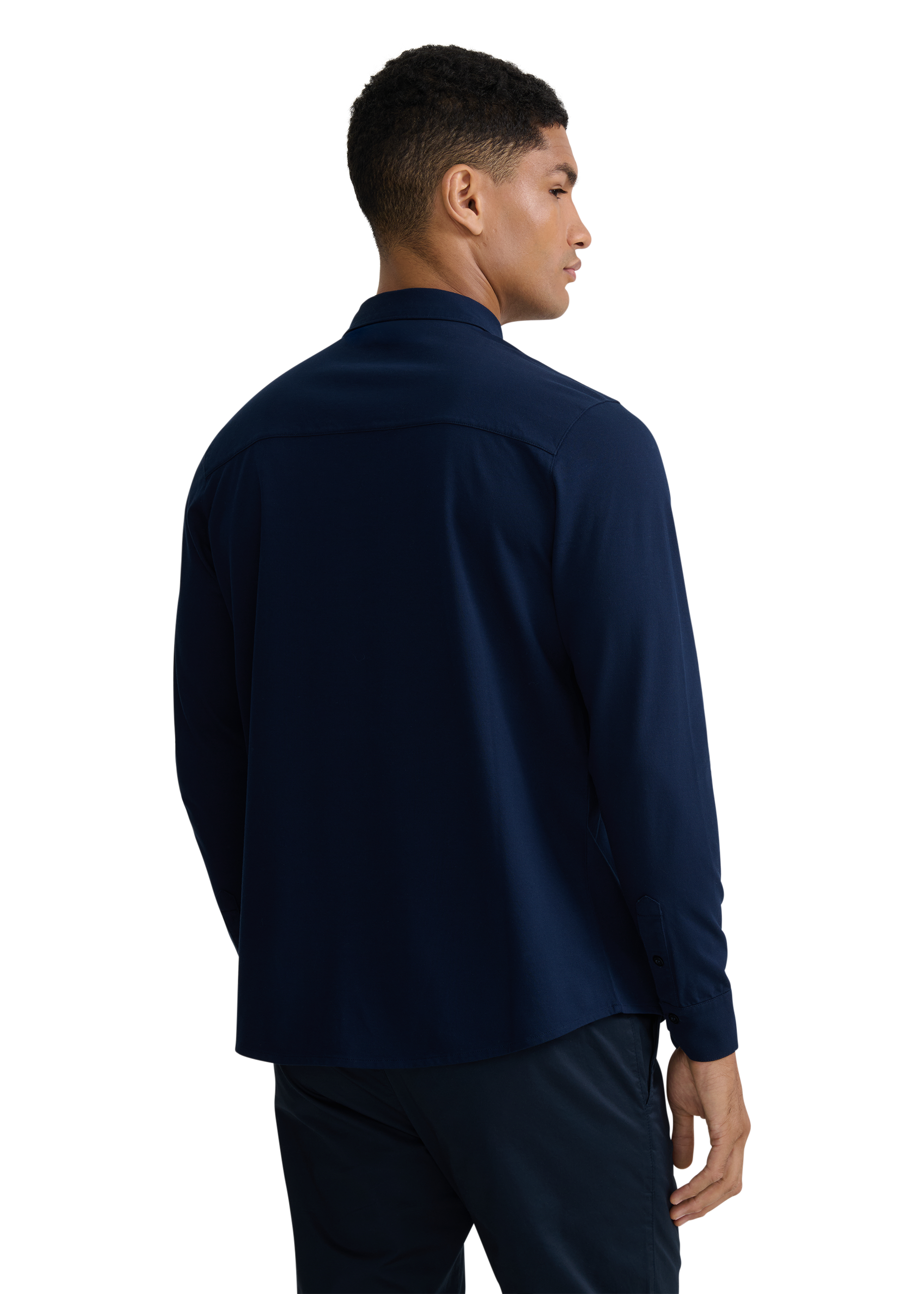 Button-Through Piqué Polo Shirt - Navy