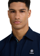 Button-Through Piqué Polo Shirt - Navy