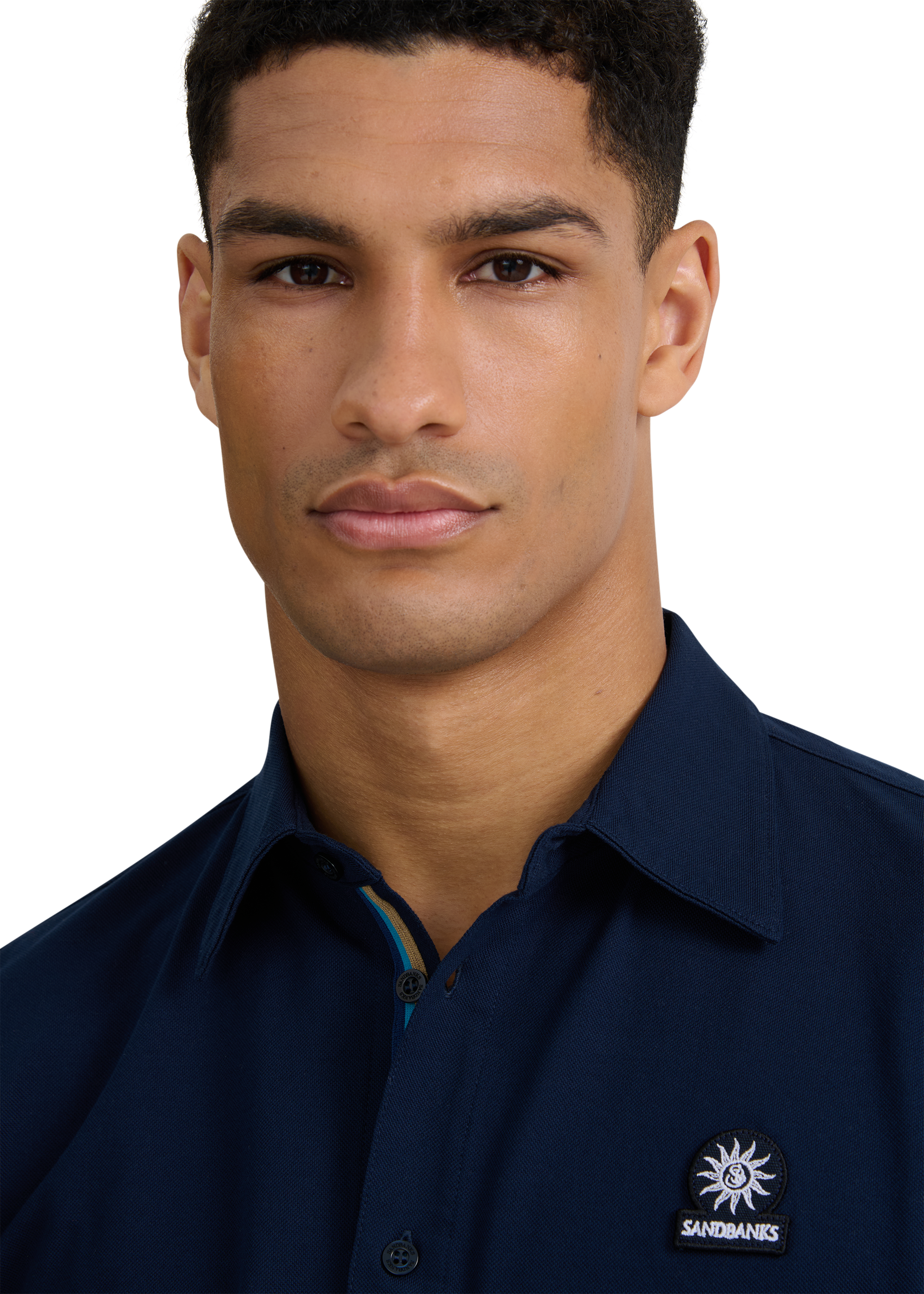 Button-Through Piqué Polo Shirt - Navy