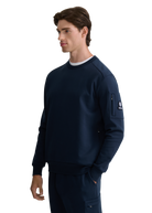 Zip Pocket Interlock Sweatshirt - Navy