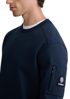 Zip Pocket Interlock Sweatshirt - Navy
