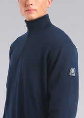 Sandbanks Interlock Quarter Zip Sweatshirt - Navy
