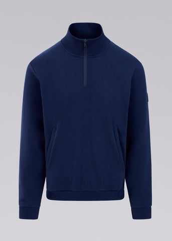 Sandbanks Interlock Quarter Zip Sweatshirt - Navy