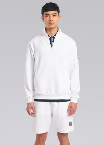 Sandbanks Interlock Quarter Zip Sweatshirt - White