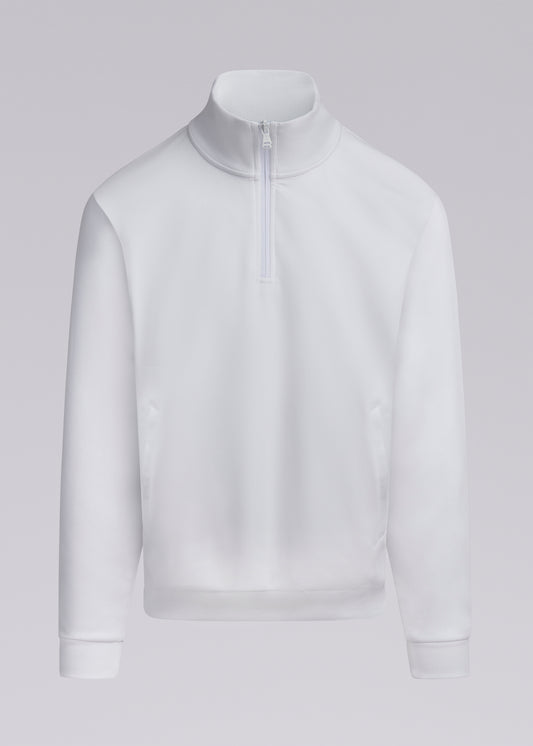 Sandbanks Interlock Quarter Zip Sweatshirt - White