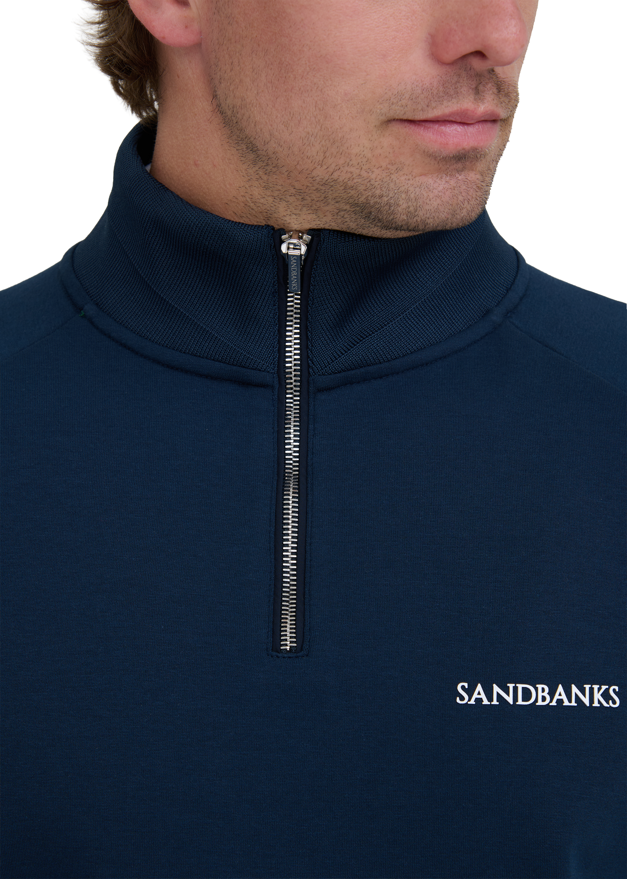 Sandbanks Golf Raglan Sleeve Quarter Zip - Navy