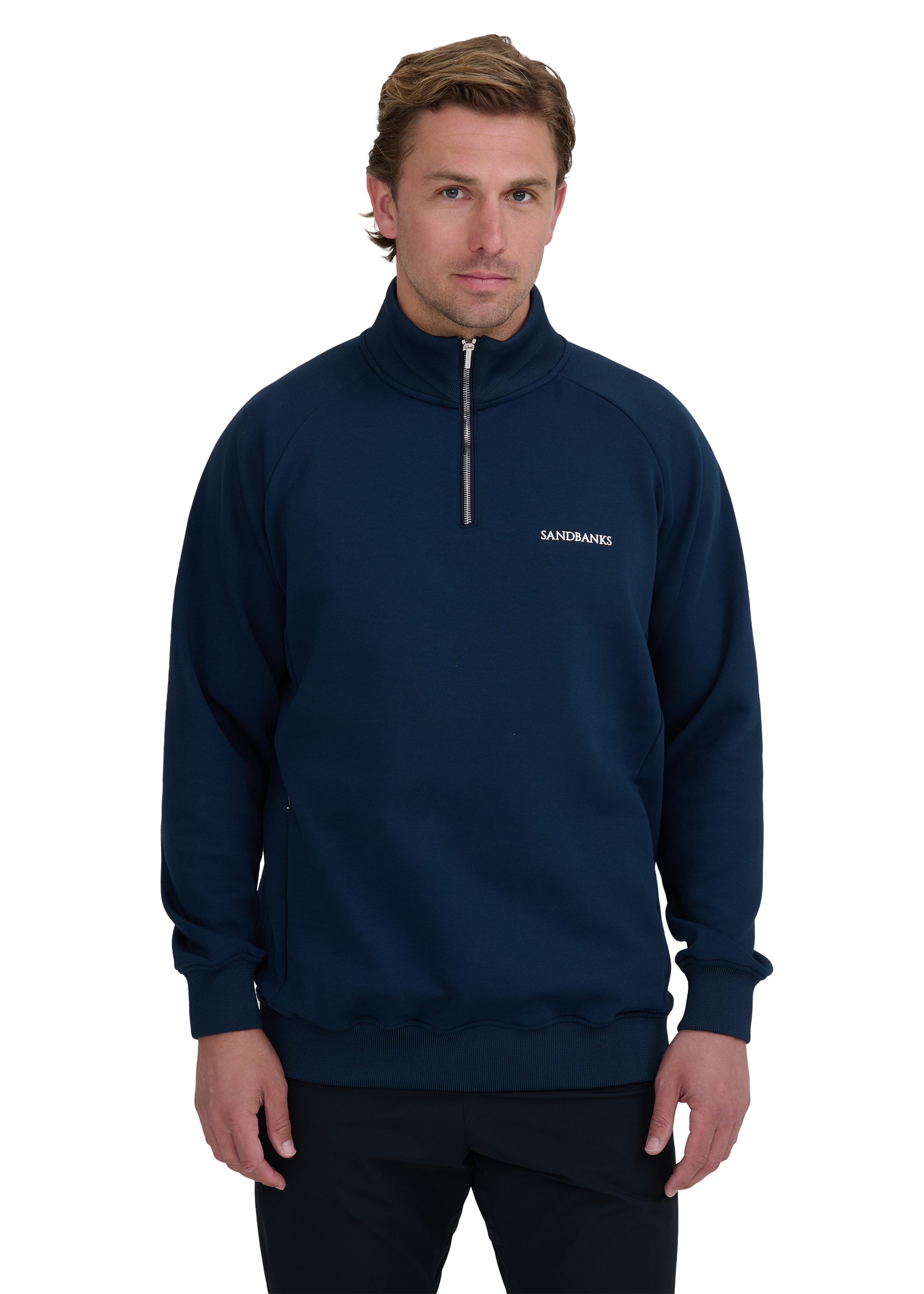 Sandbanks Golf Raglan Sleeve Quarter Zip - Navy