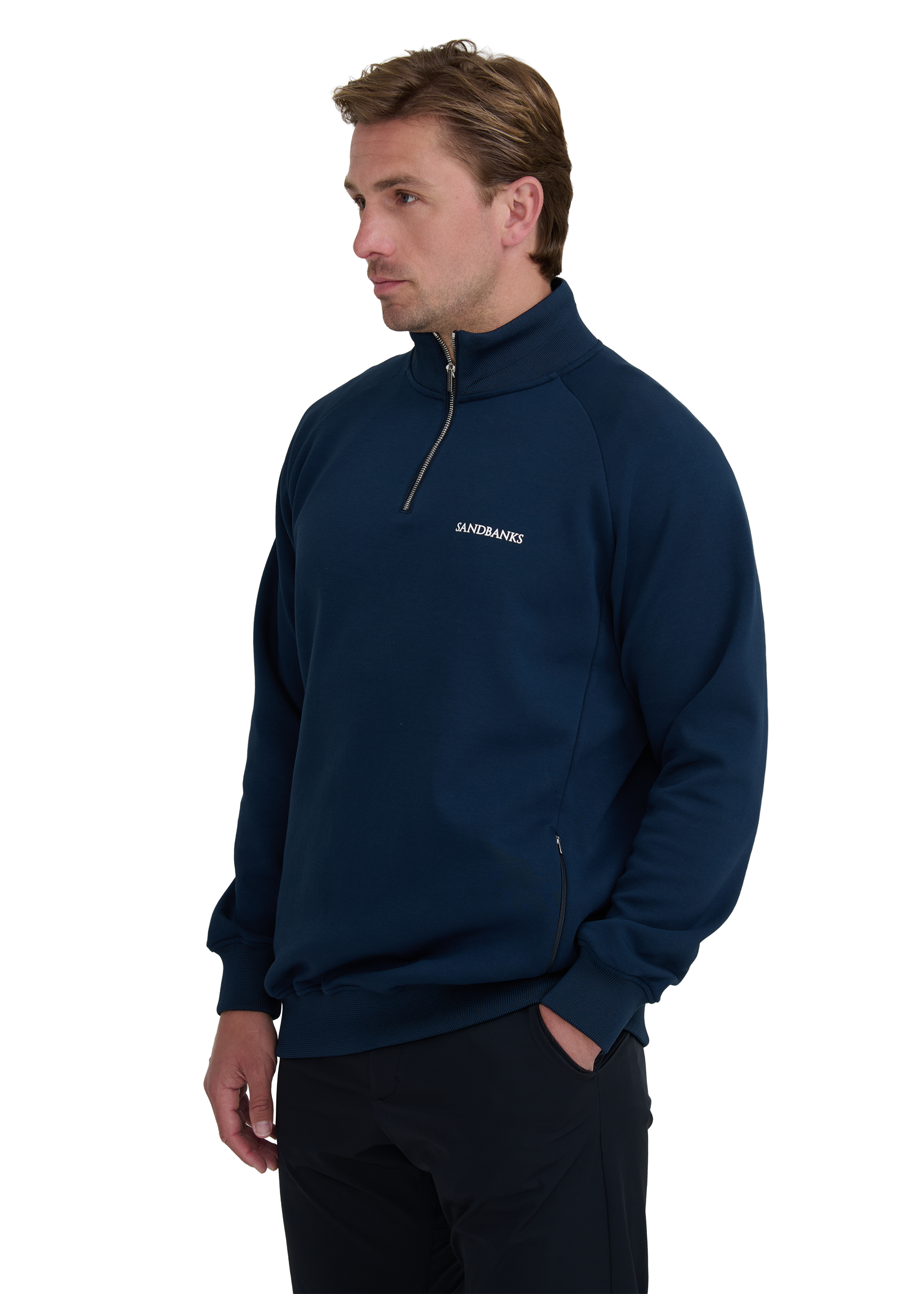 Sandbanks Golf Raglan Sleeve Quarter Zip - Navy