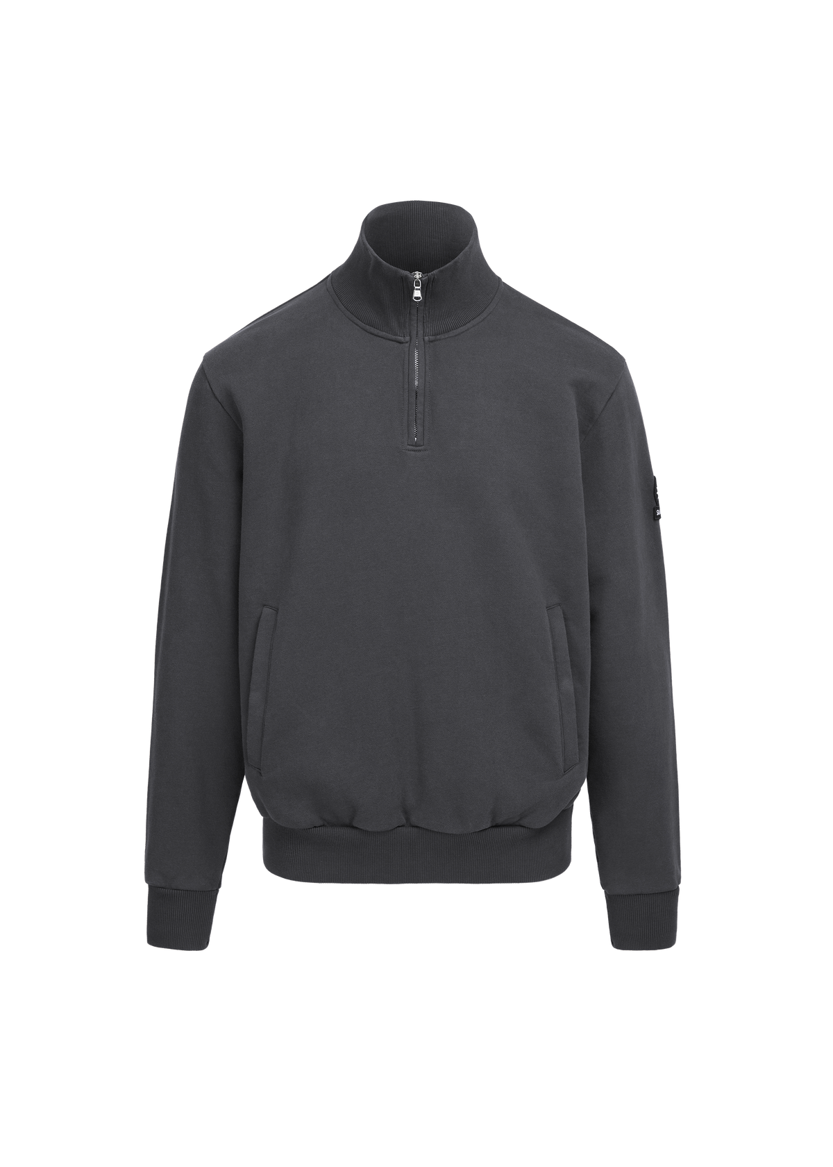 Sandbanks Badge Logo Quarter Zip Sweatshirt - Anthracite
