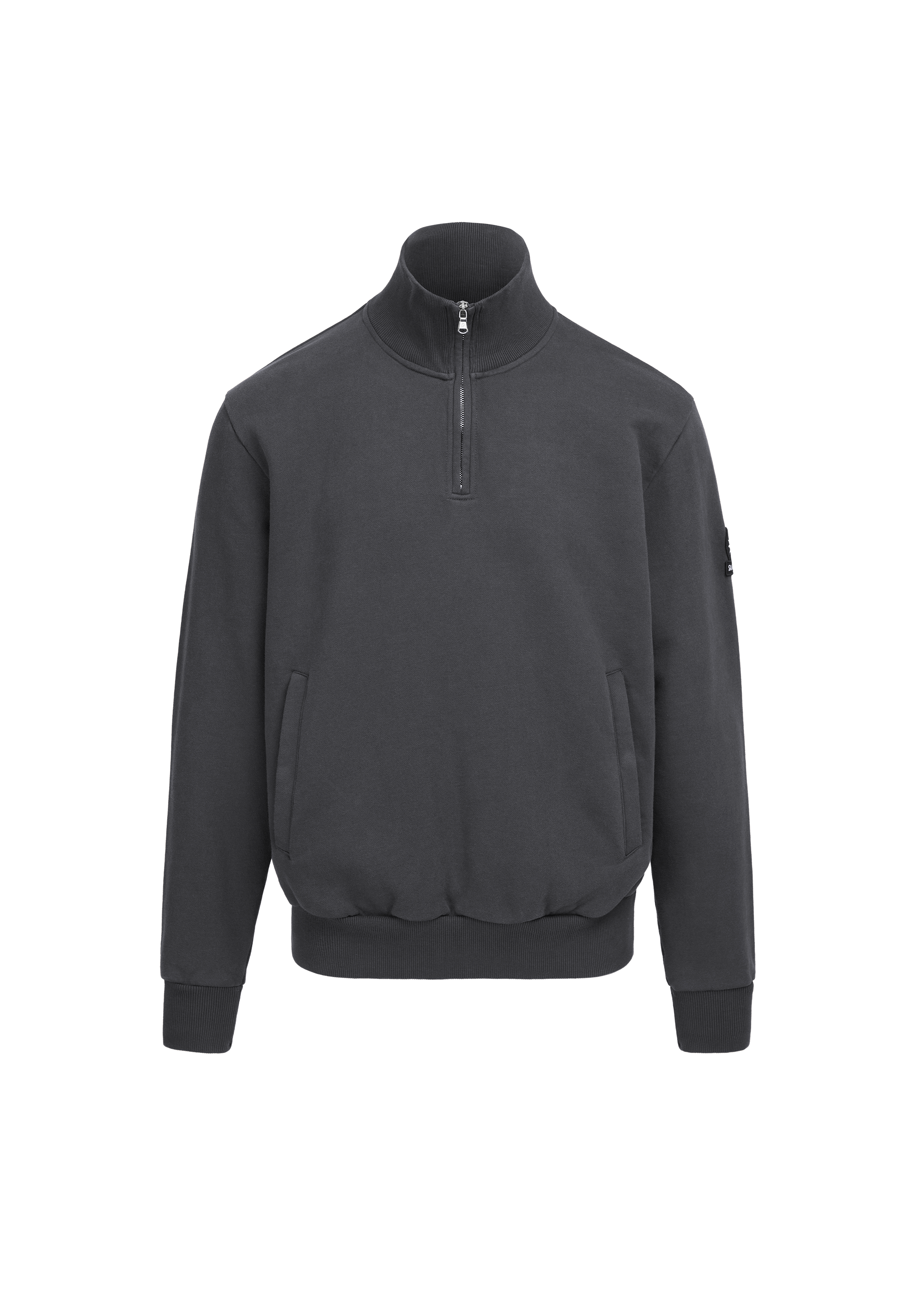 Sandbanks Badge Logo Quarter Zip Sweatshirt - Anthracite