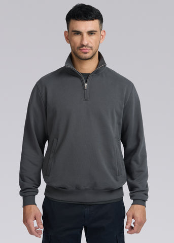 Sandbanks Badge Logo Quarter Zip Sweatshirt - Anthracite