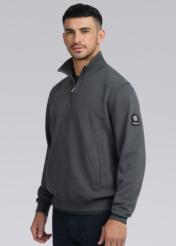 Sandbanks Badge Logo Quarter Zip Sweatshirt - Anthracite