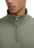 Sandbanks Badge Logo Quarter Zip Sweatshirt - Army