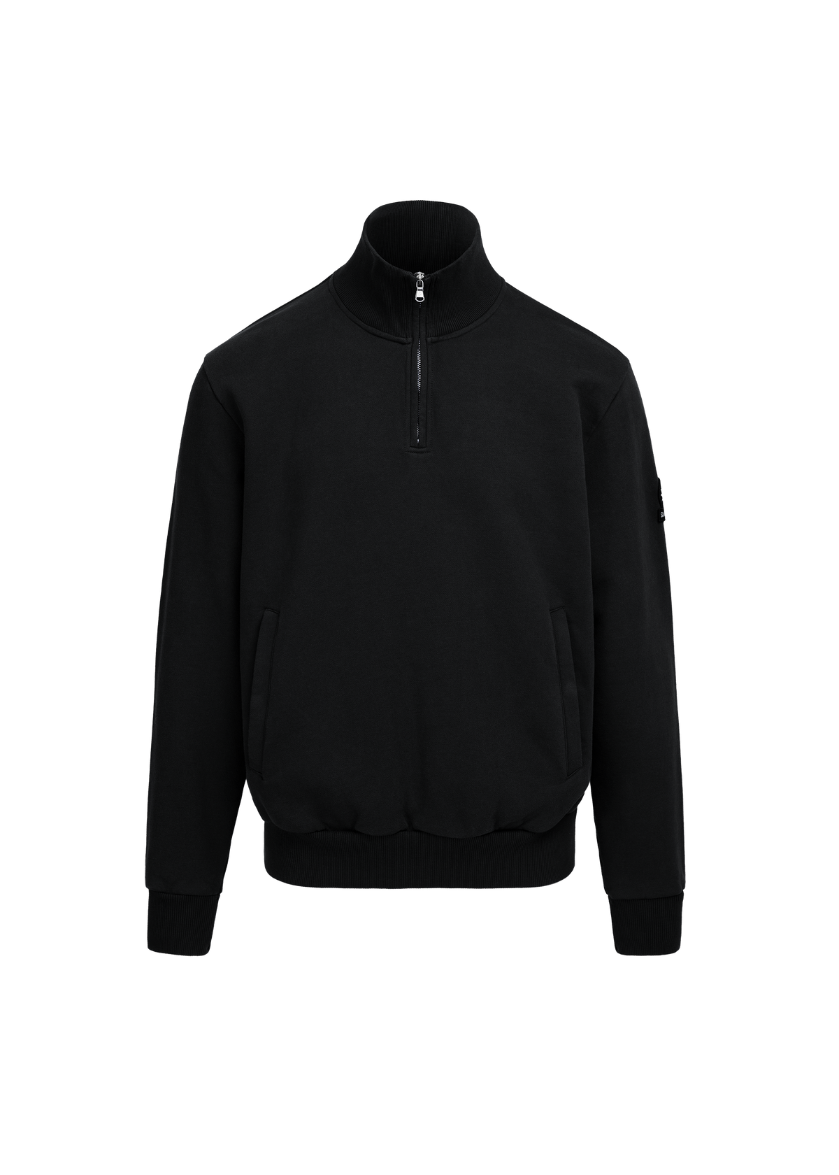 Sandbanks Badge Logo Quarter Zip Sweatshirt - Black