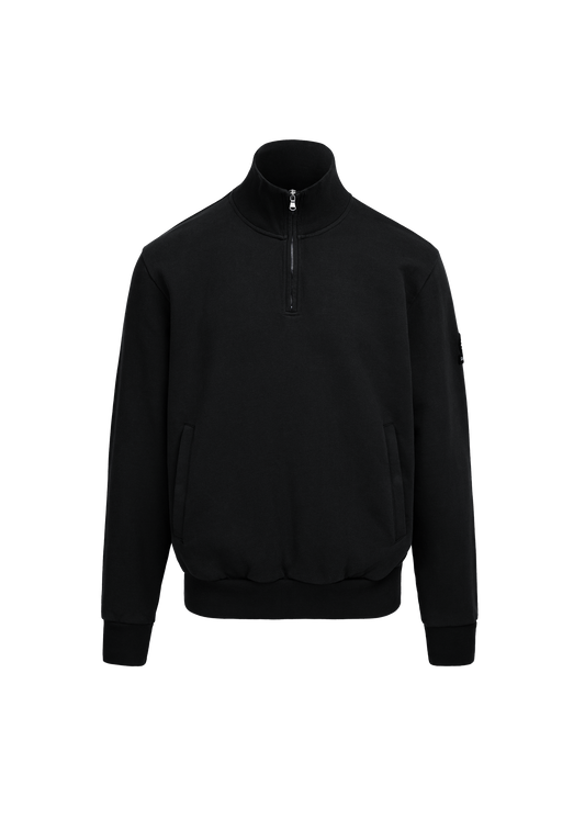 Sandbanks Badge Logo Quarter Zip Sweatshirt - Black