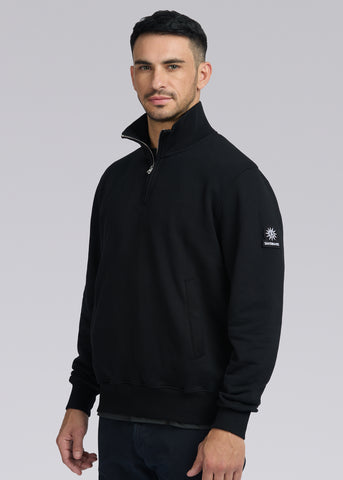 Sandbanks Badge Logo Quarter Zip Sweatshirt - Black