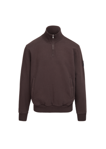 Sandbanks Badge Logo Quarter Zip Sweatshirt - Brown
