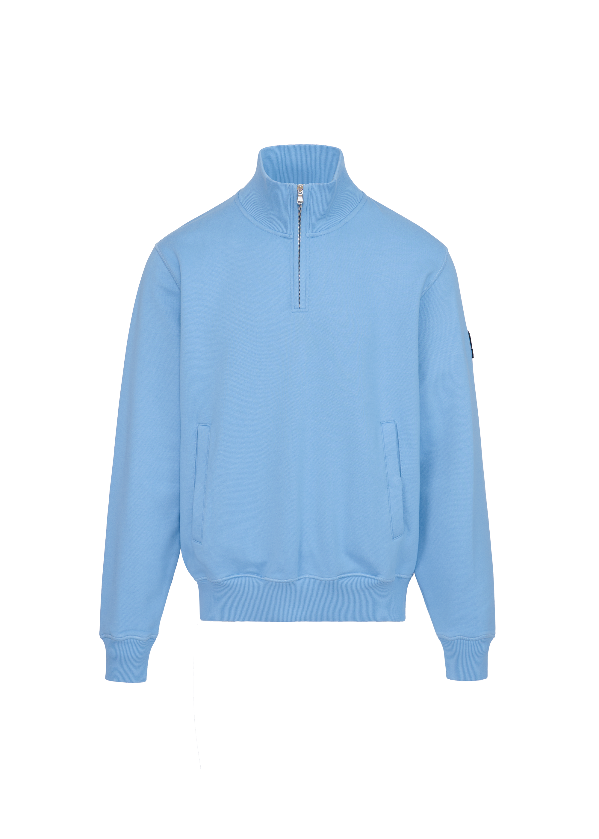 Sandbanks Badge Logo Quarter Zip Sweatshirt - Dusty Blue