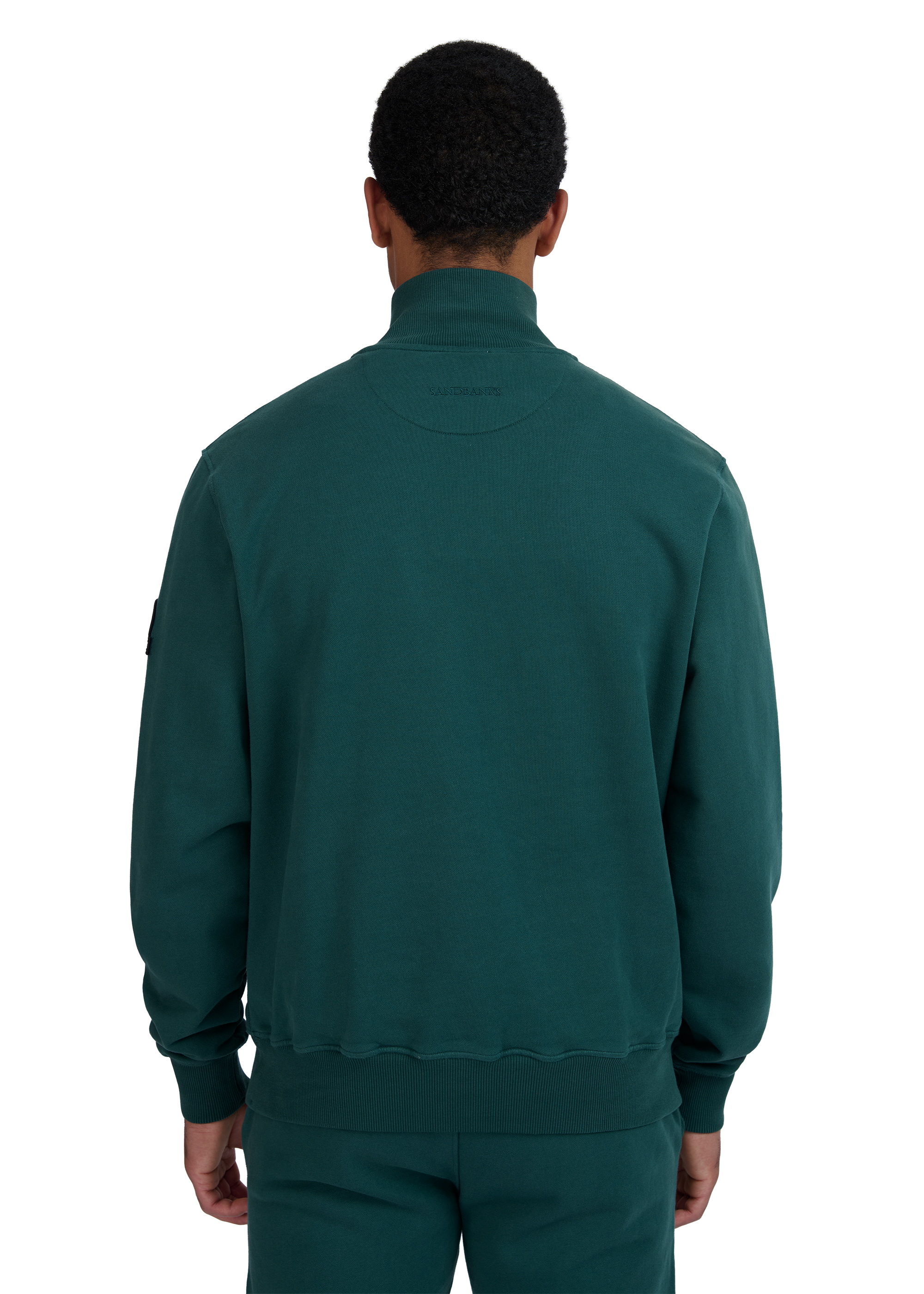 Sandbanks Badge Logo Quarter Zip Sweatshirt - Emerald Green