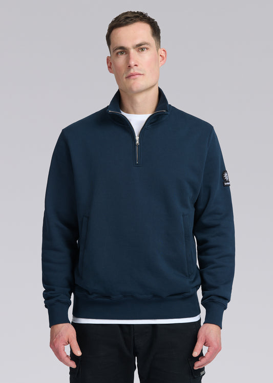 Sandbanks Badge Logo Quarter Zip Sweatshirt - Navy