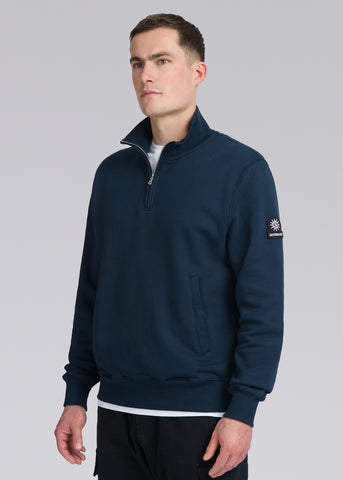 Sandbanks Badge Logo Quarter Zip Sweatshirt - Navy