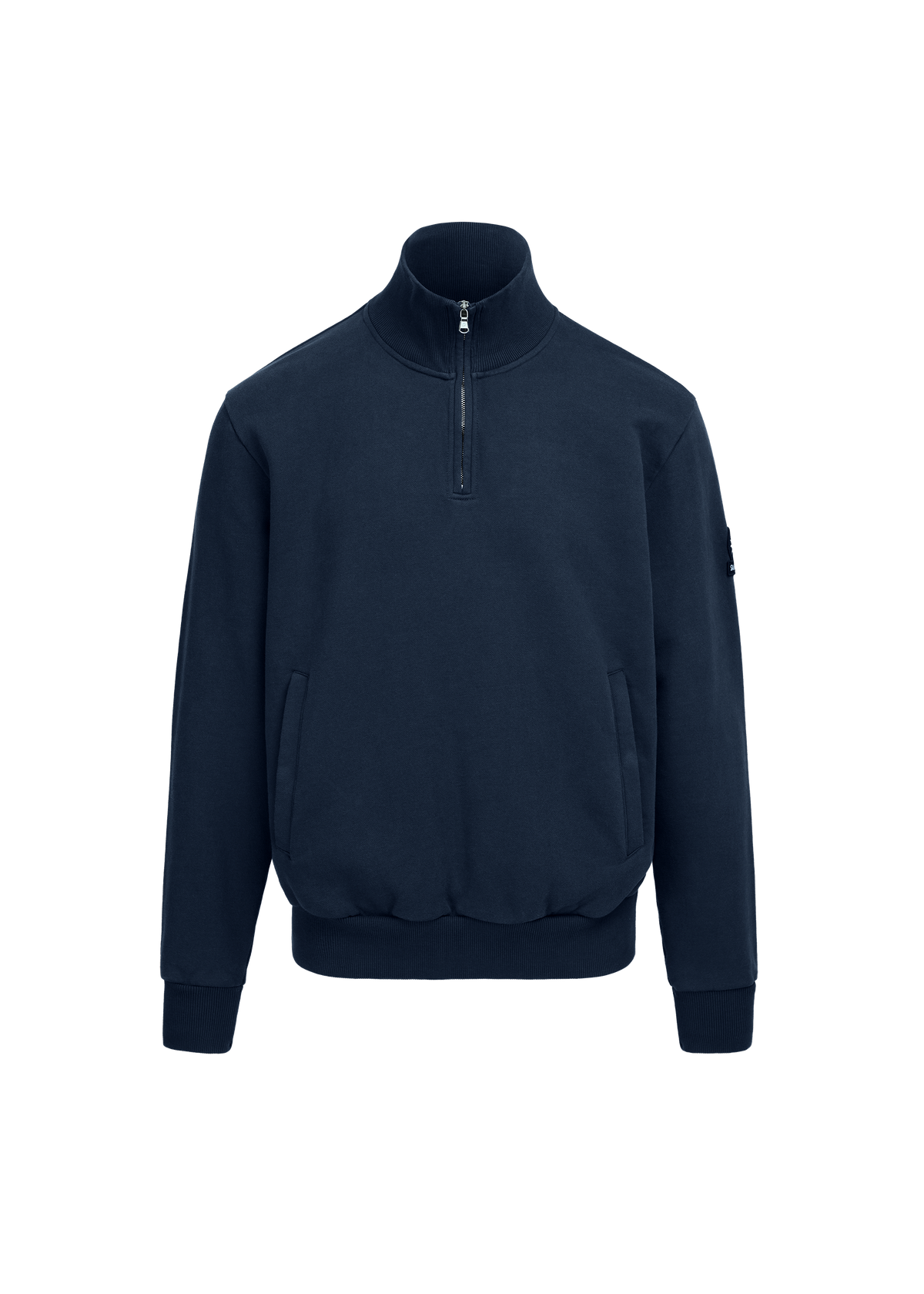 Sandbanks Badge Logo Quarter Zip Sweatshirt - Navy