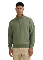 Sandbanks Badge Logo Quarter Zip Sweatshirt - Olive