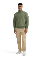 Sandbanks Badge Logo Quarter Zip Sweatshirt - Olive