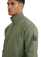Sandbanks Badge Logo Quarter Zip Sweatshirt - Olive