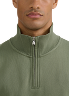 Sandbanks Badge Logo Quarter Zip Sweatshirt - Olive