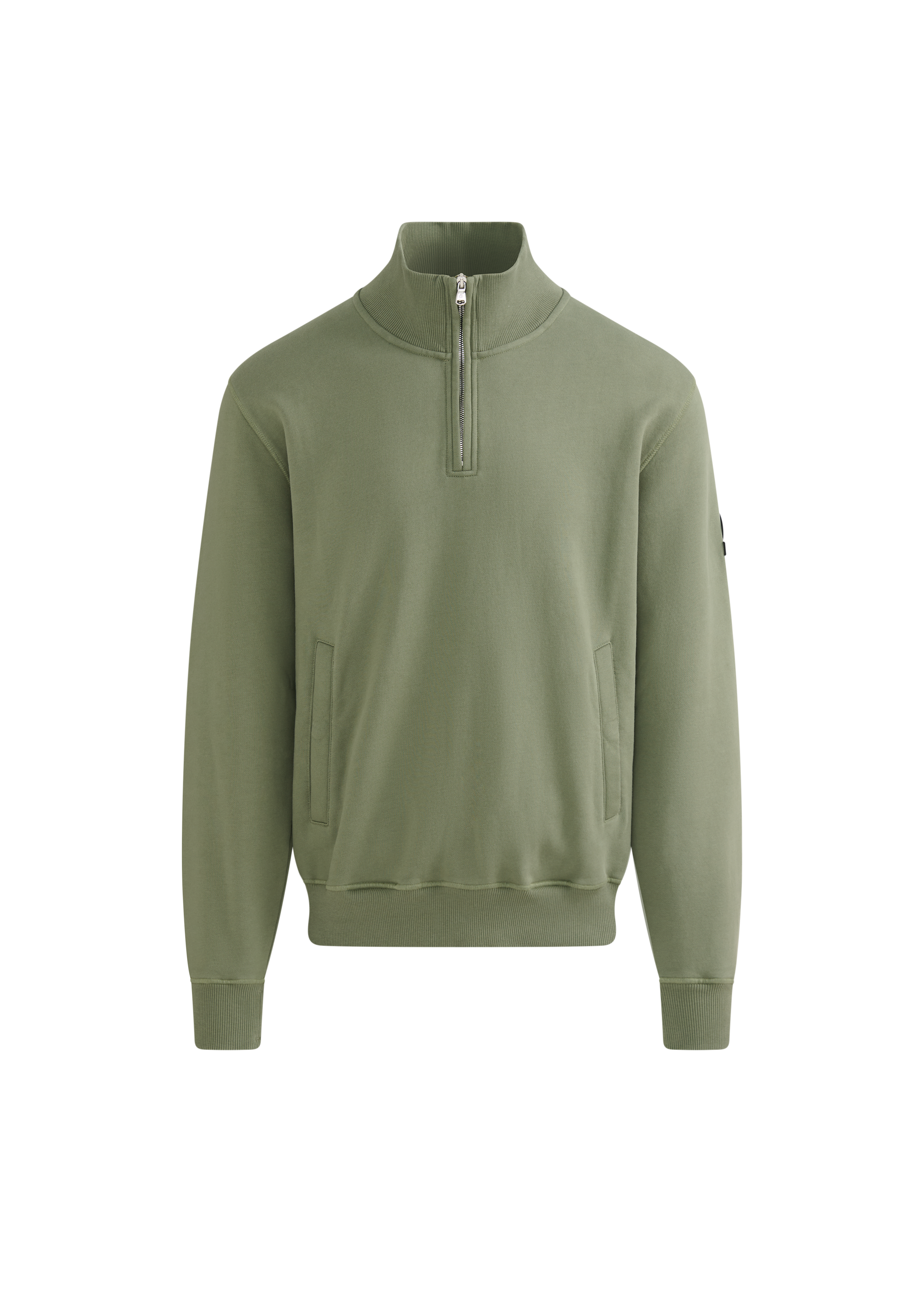 Sandbanks Badge Logo Quarter Zip Sweatshirt - Olive