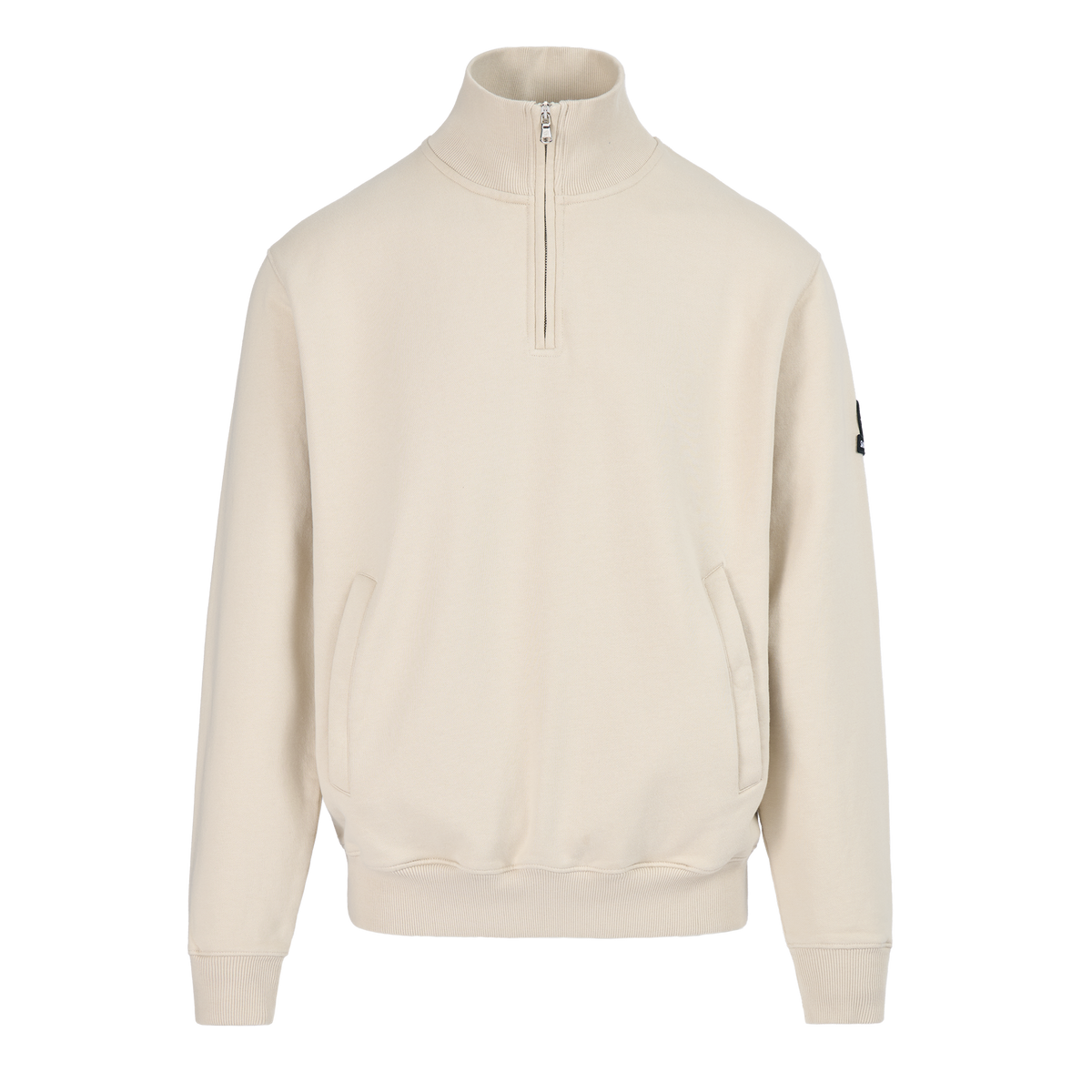 Sandbanks Badge Logo Quarter Zip Sweatshirt - Stone