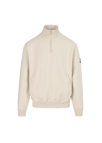 Sandbanks Badge Logo Quarter Zip Sweatshirt - Stone