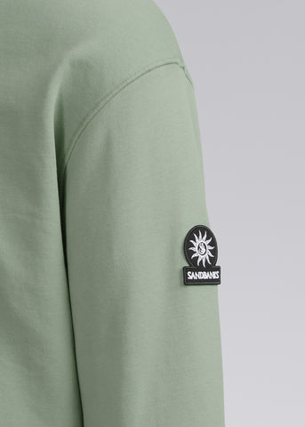 Sandbanks Badge Logo Quarter Zip Sweatshirt - Sage