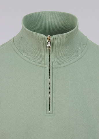 Sandbanks Badge Logo Quarter Zip Sweatshirt - Sage