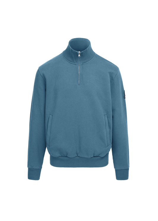 Sandbanks Badge Logo Quarter Zip Sweatshirt - Teal
