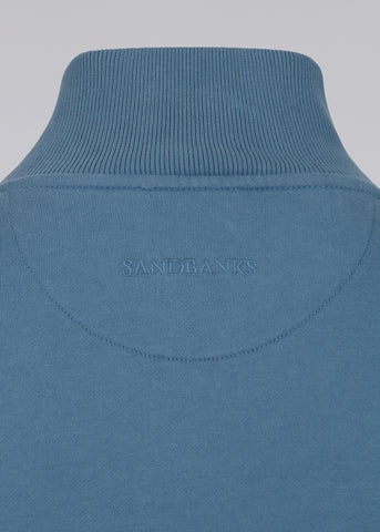 Sandbanks Badge Logo Quarter Zip Sweatshirt - Teal