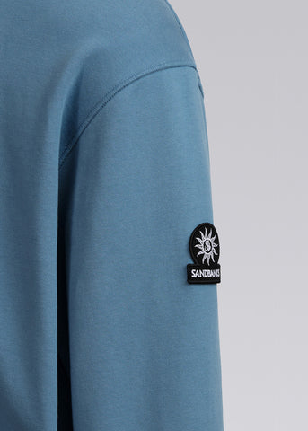 Sandbanks Badge Logo Quarter Zip Sweatshirt - Teal