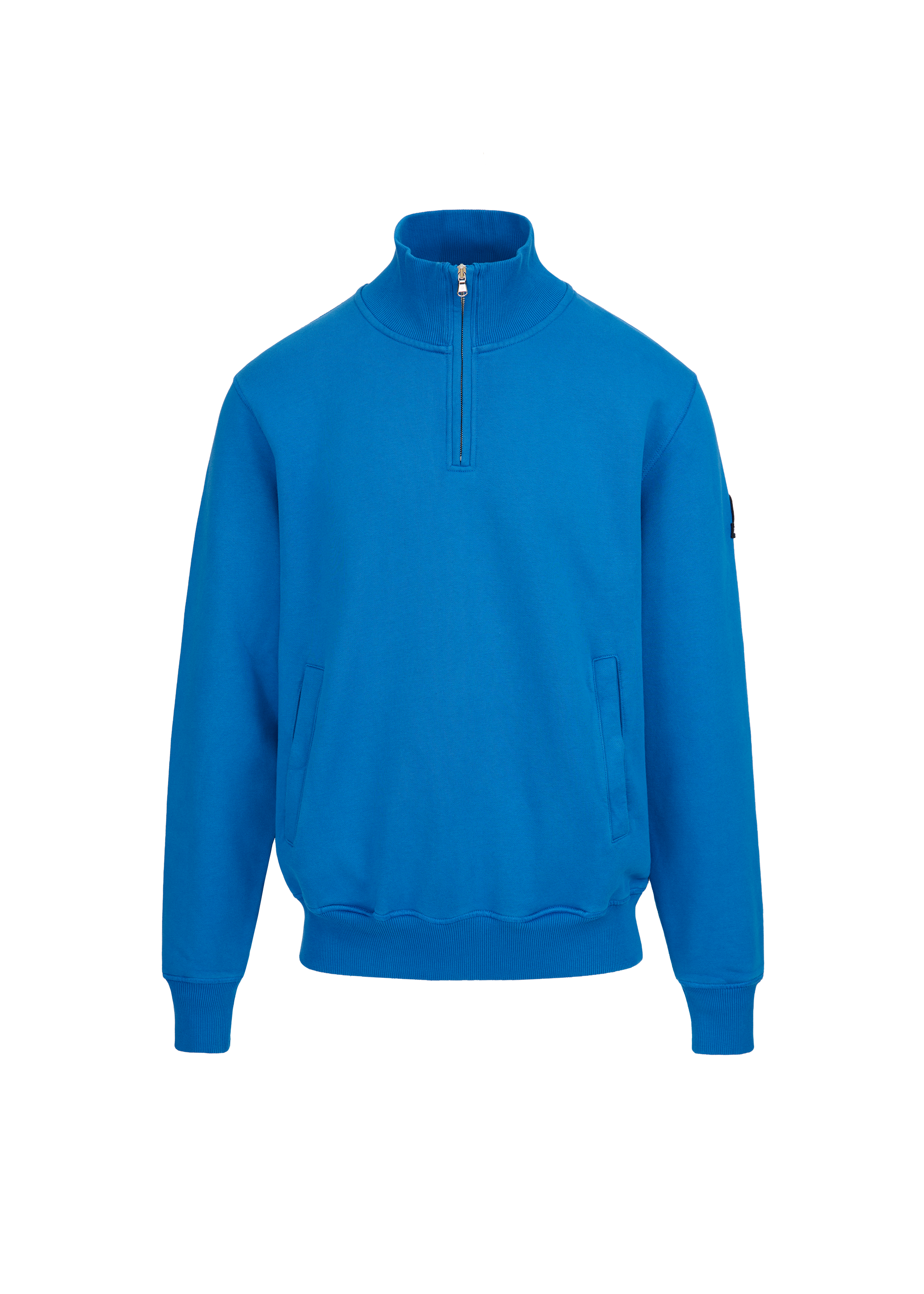 Sandbanks Badge Logo Quarter Zip Sweatshirt - Cobalt Blue