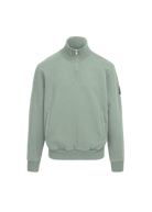 Light green half-zip sweatshirt on a white background