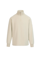 Beige half-zip sweater on a white background