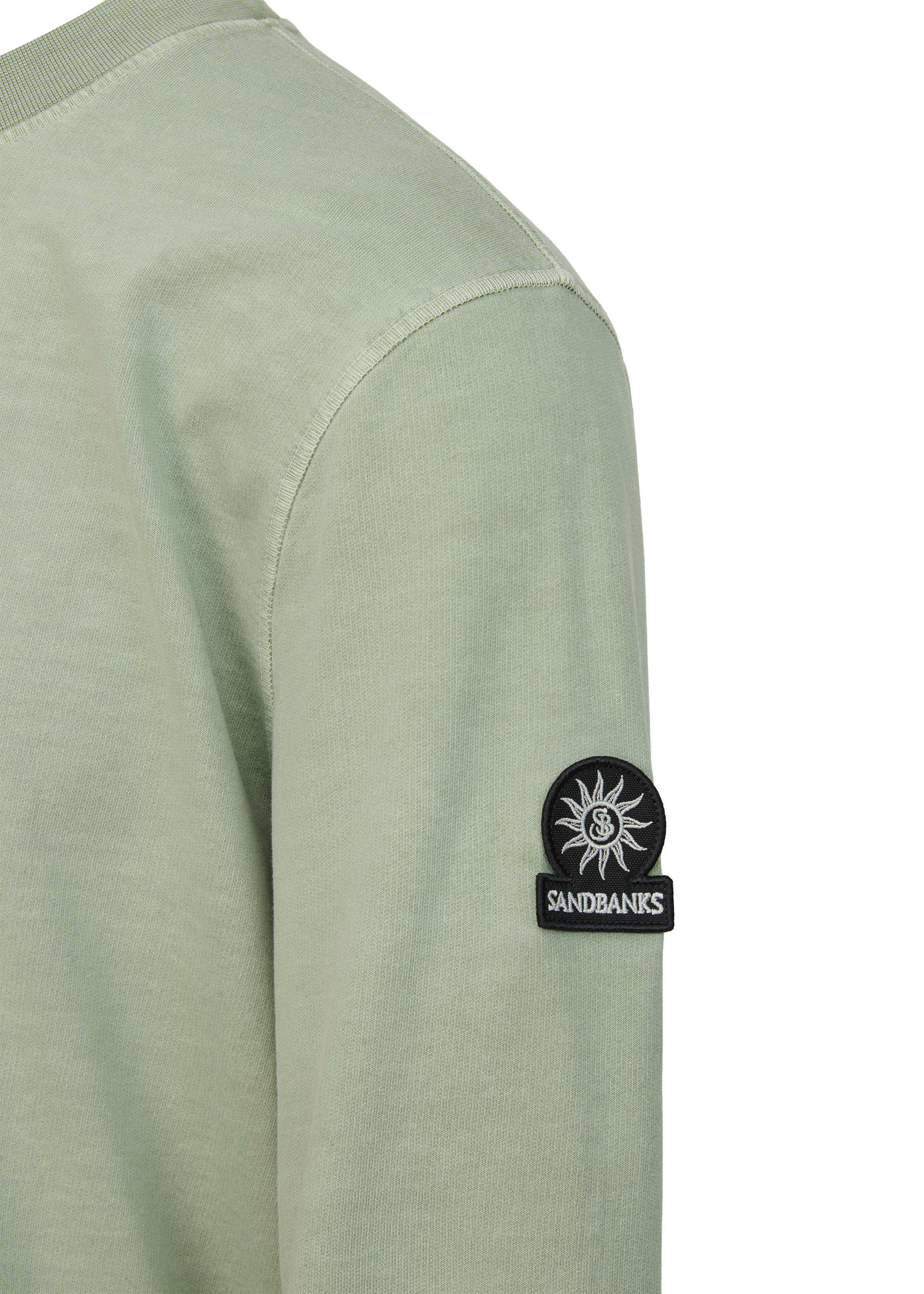 Sandbanks Badge Logo Mineral Wash Sweatshirt - Sage - Sandbanks