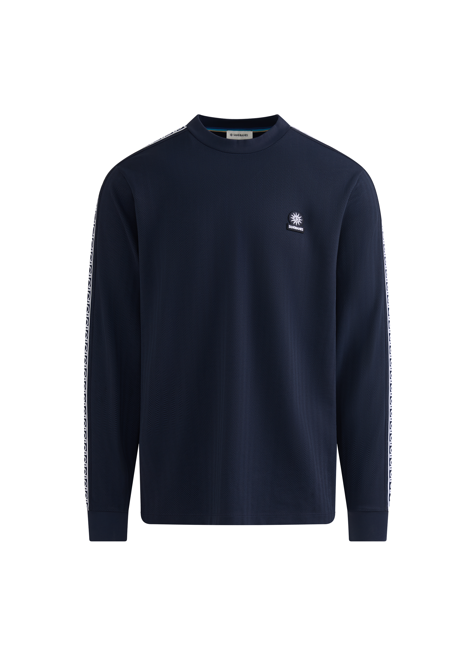 LS Mock Neck Tape Sweat Top - Navy