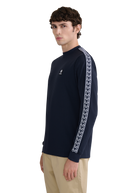 LS Mock Neck Tape Sweat Top - Navy