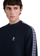 LS Mock Neck Tape Sweat Top - Navy