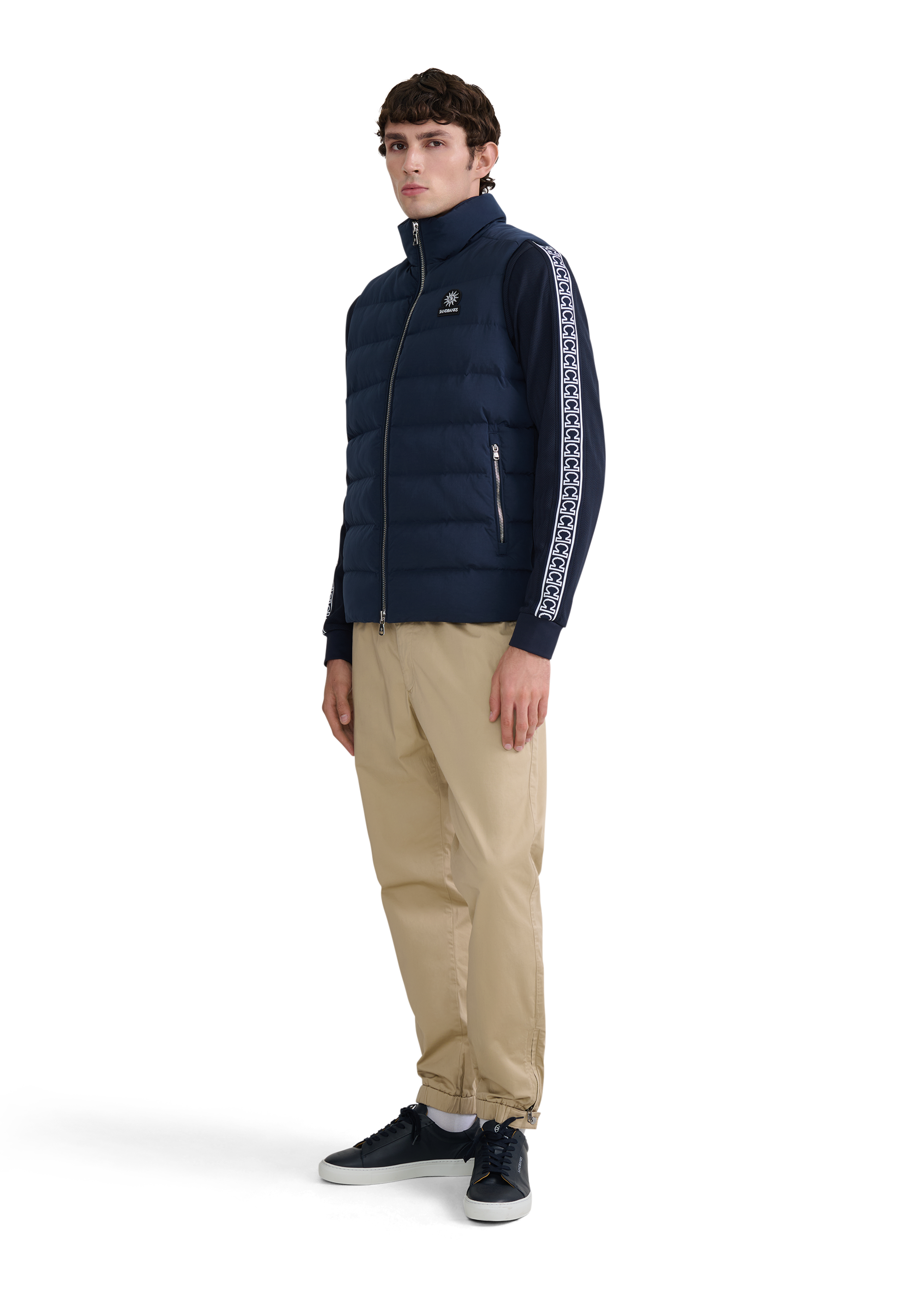 LS Mock Neck Tape Sweat Top - Navy