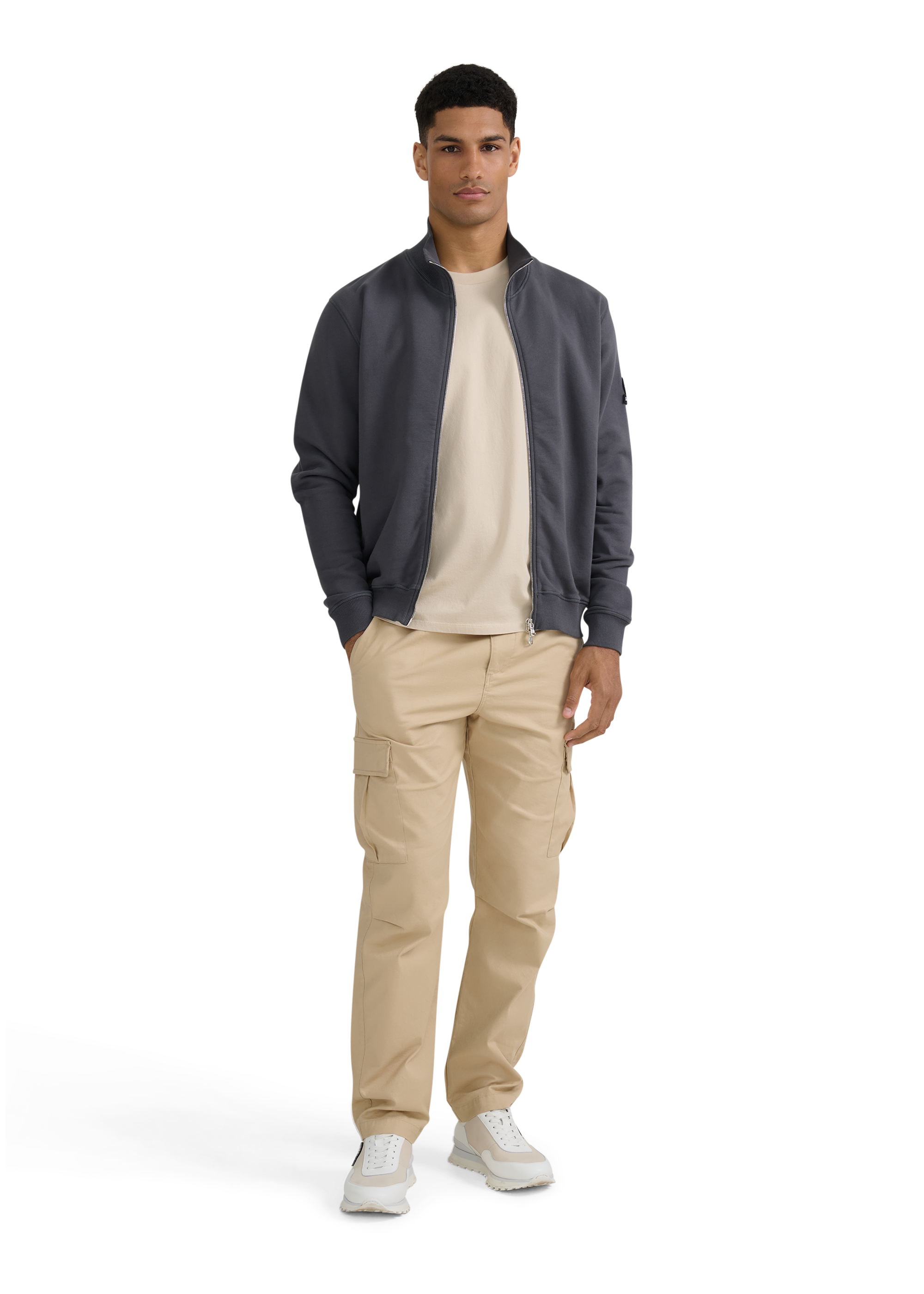 Funnel Neck Zip-Through Jacket - Anthracite